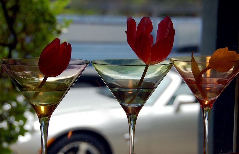 Tulips in Martini Glasses