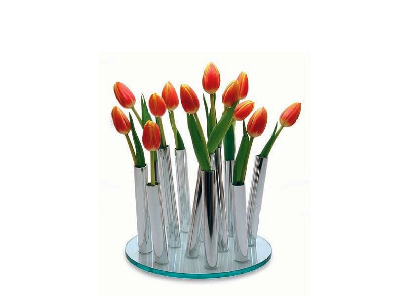 Tulips in Metal Vases