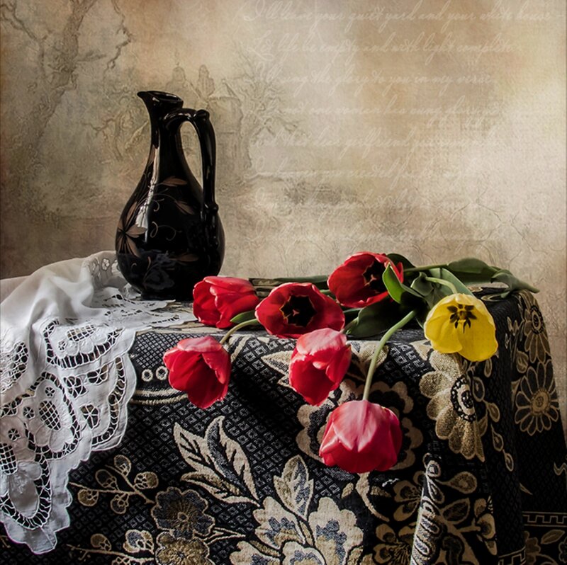 Tulips on a Table — Red