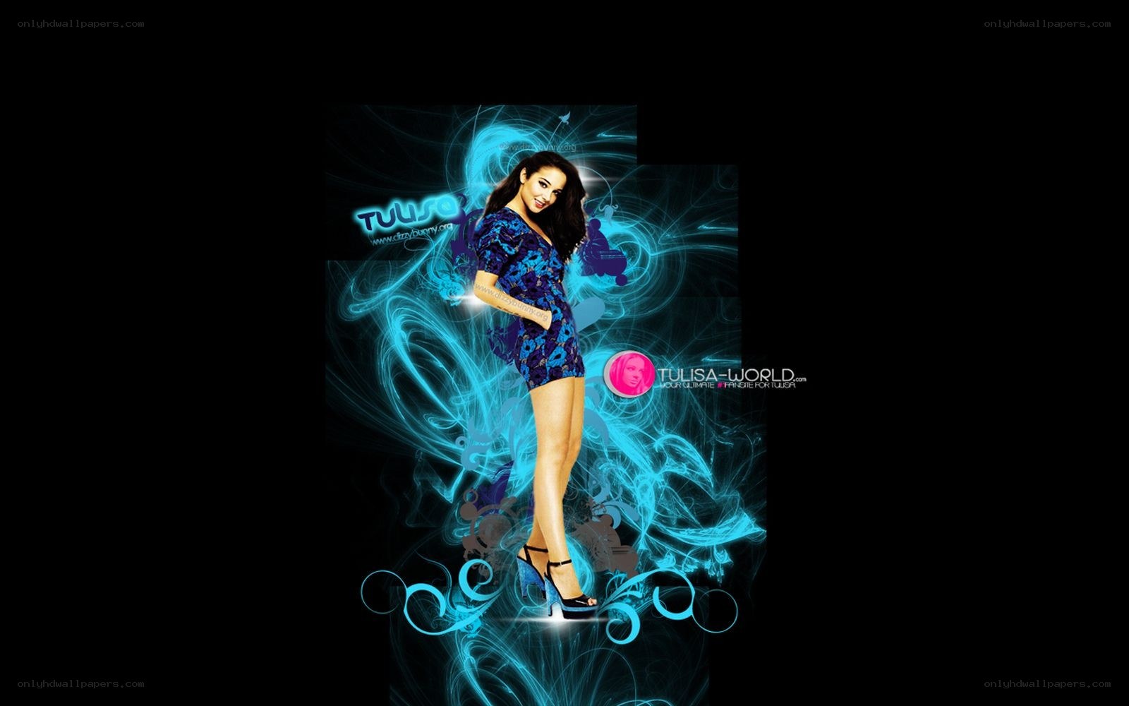 Tulisa in blue dress