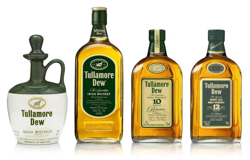 Tullamore Dew whiskey bottles