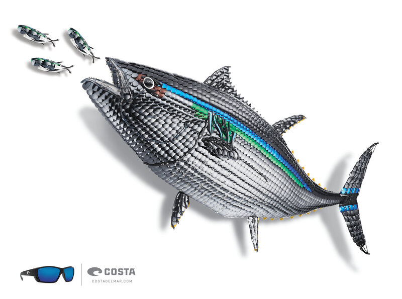 Tuna Sculpture Made of Sunglasses