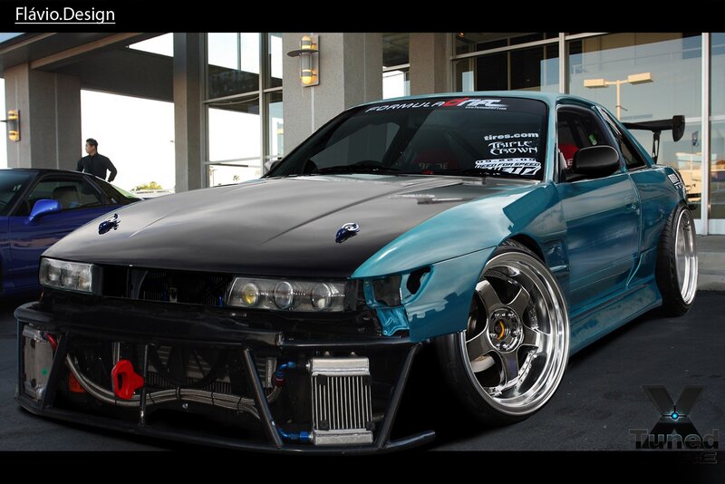 Tuned Blue Sports Car — Dramatic