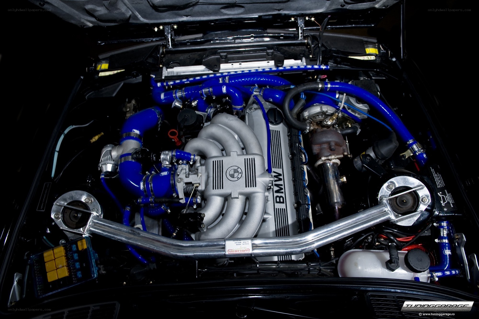 tuned bmw engine bay