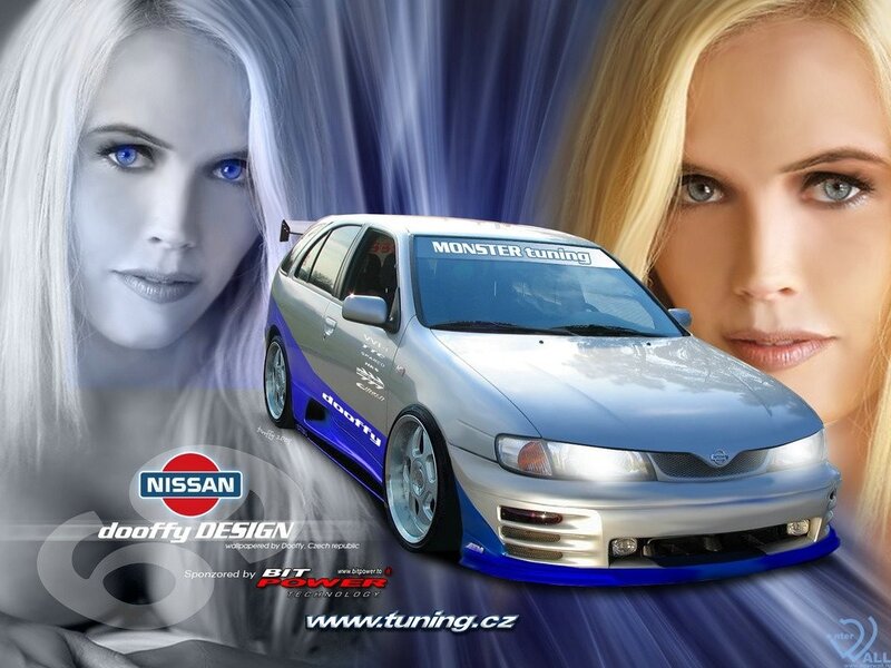 tuned car with women