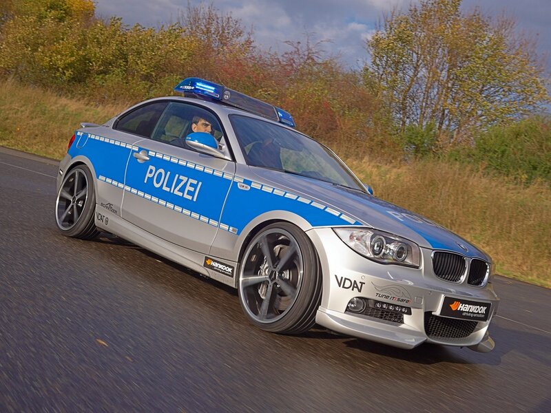 tuned police car on road