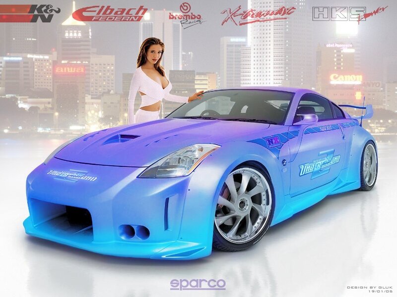 tuner car with woman