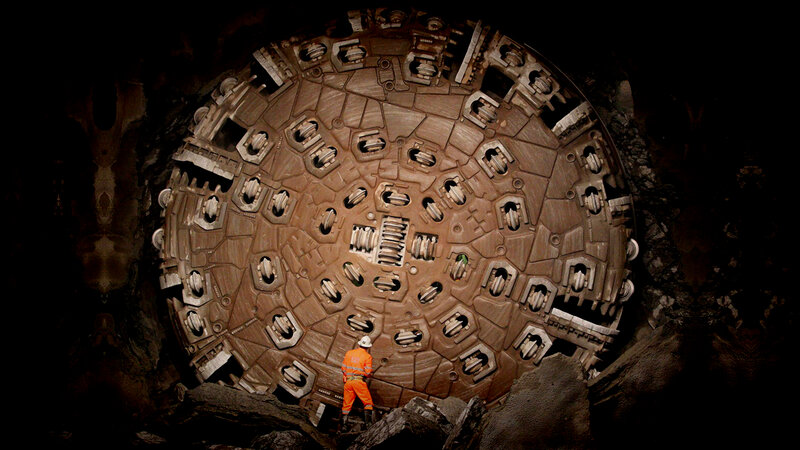 Tunnel boring machine in operation