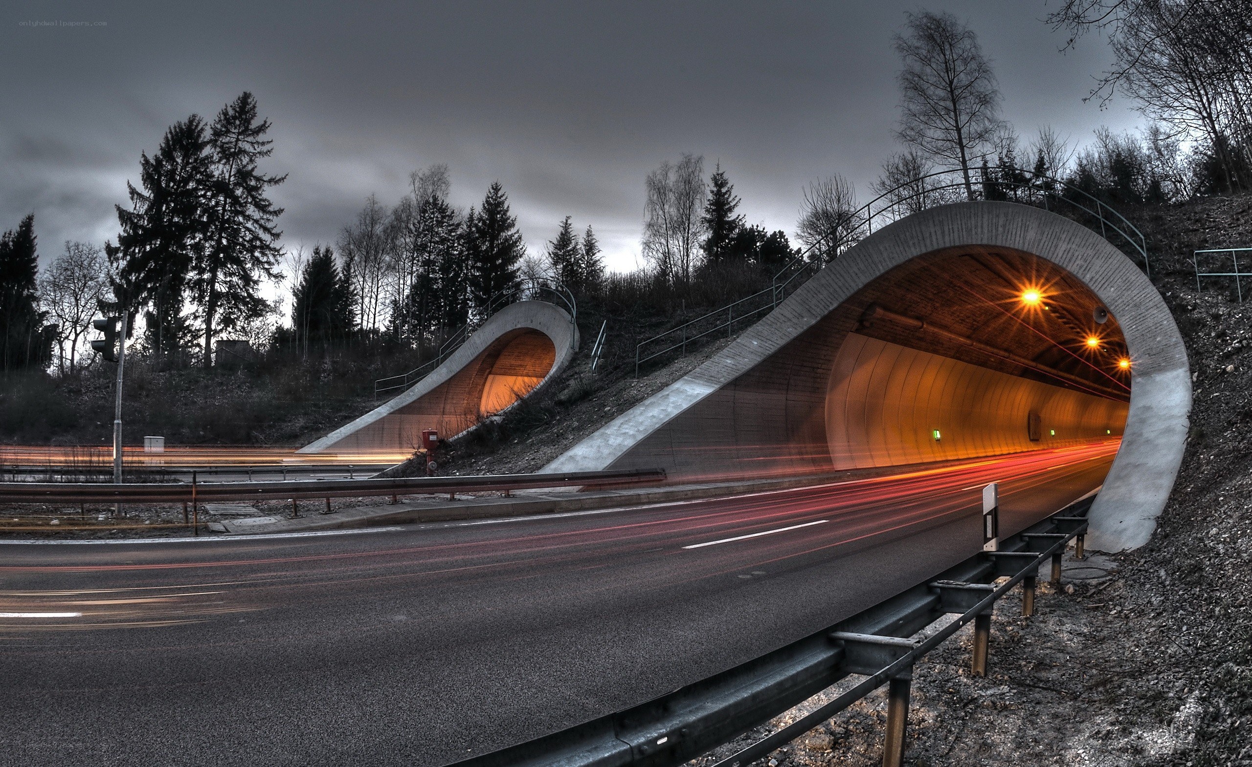 tunnel entrance at dusk