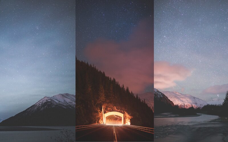 Tunnel Entrance at Night — Blue, Serene