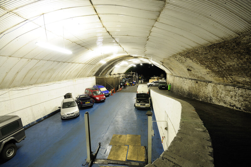 tunnel garage with parked cars