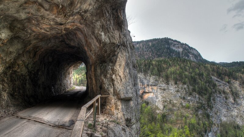 Tunnel in Mountain — Gray