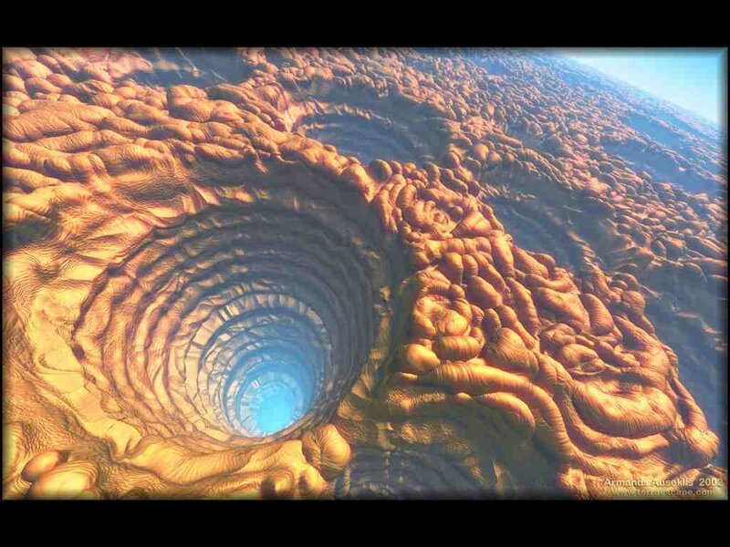 tunnel into alien landscape