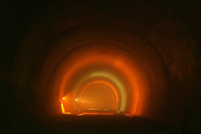 tunnel lit by orange lights
