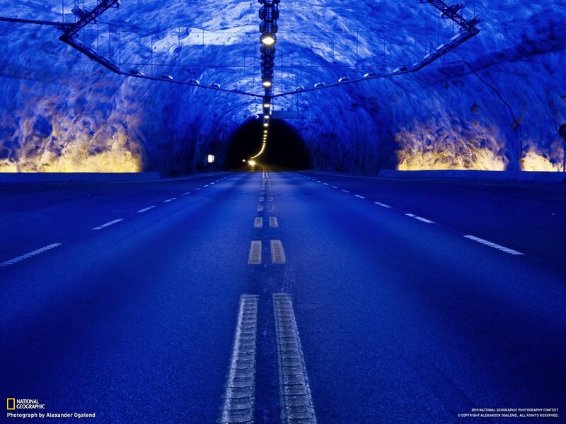 Tunnel Road at Night — Blue