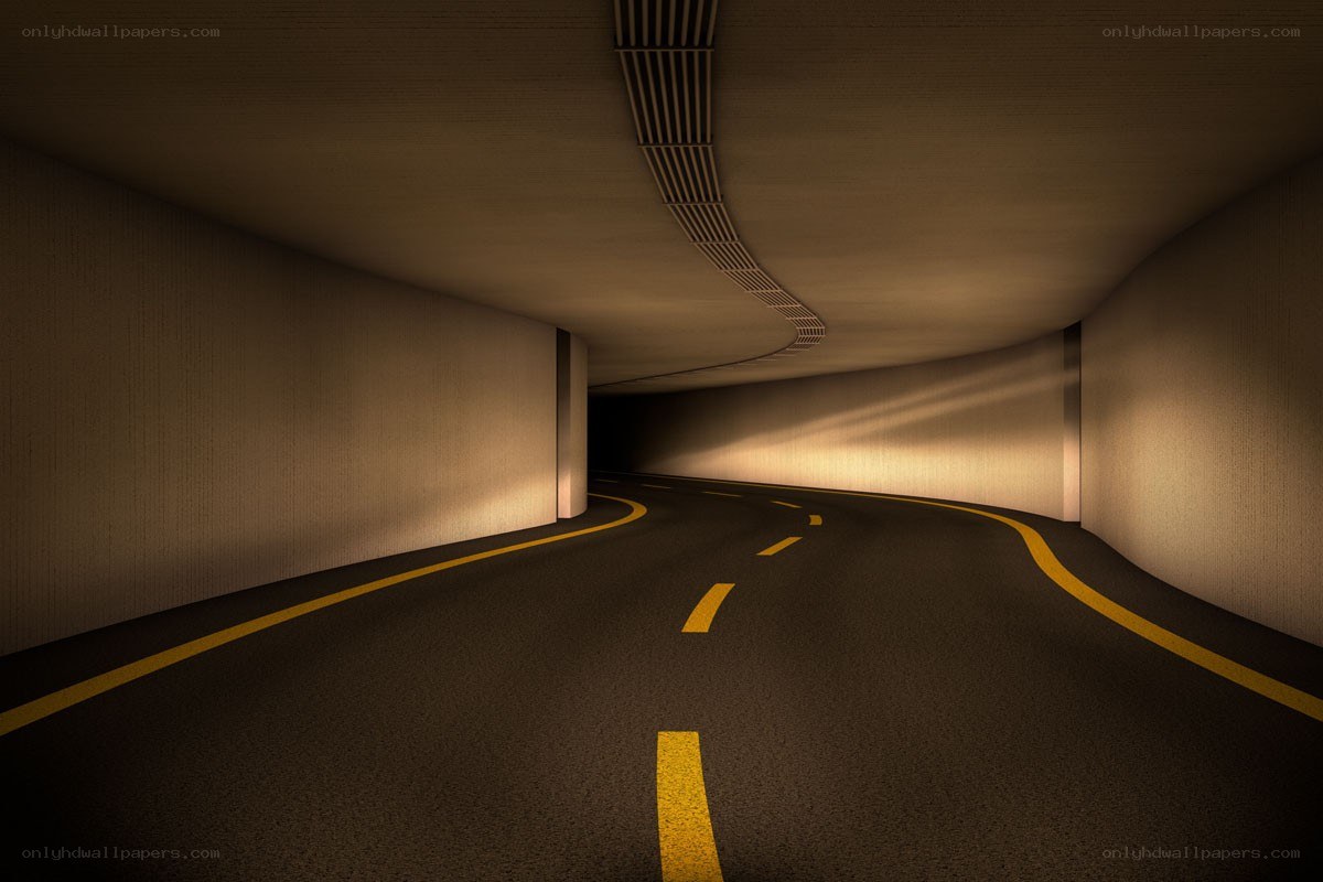 tunnel road with yellow lines