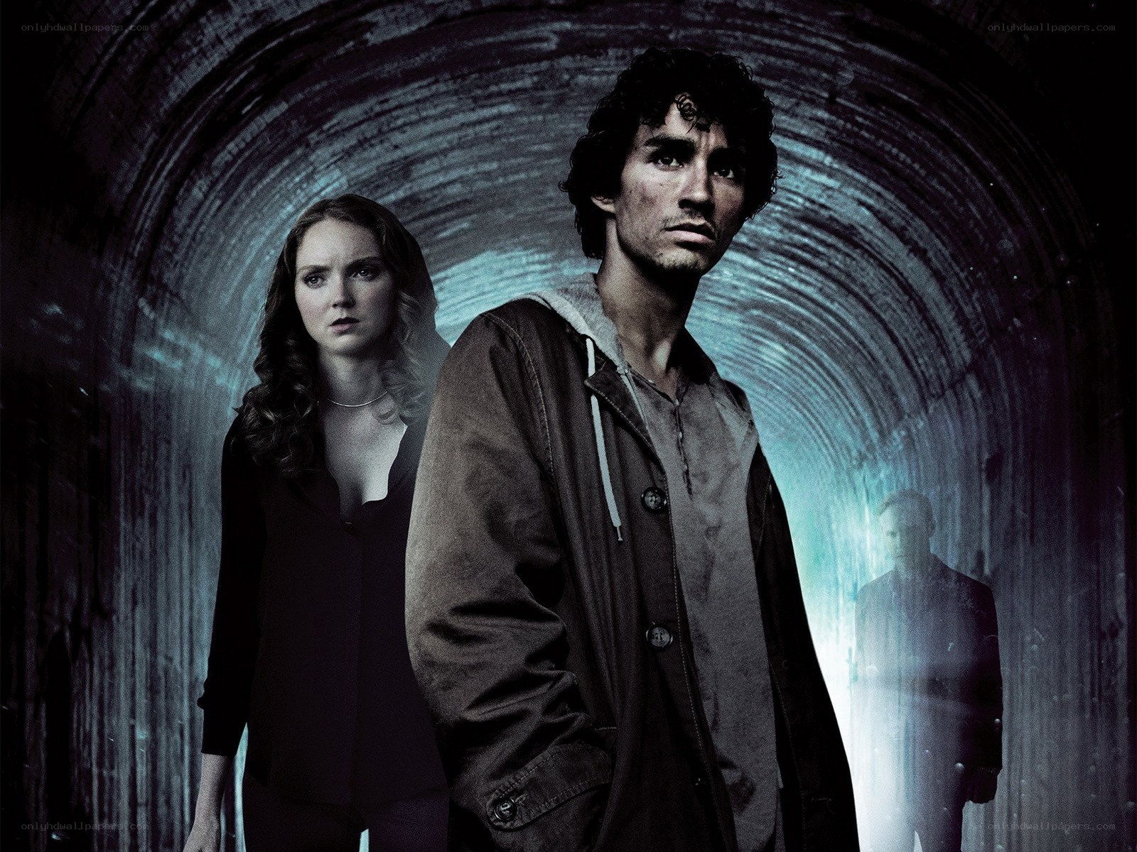 tunnel scene with two people