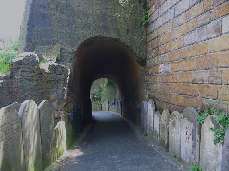 Tunnel through a historic cemetery