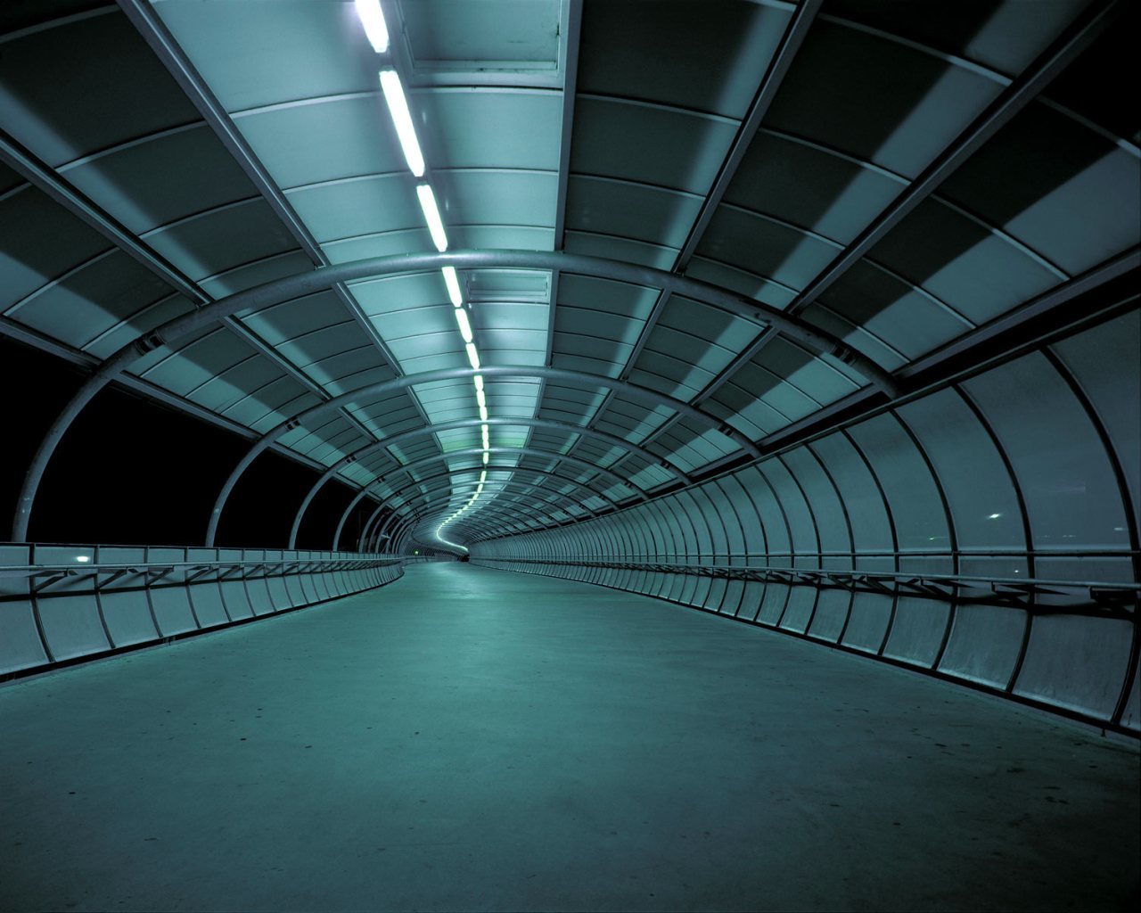 tunnel walkway at night