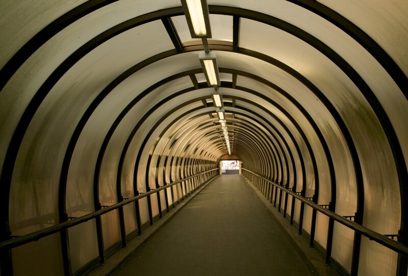 tunnel walkway with arches