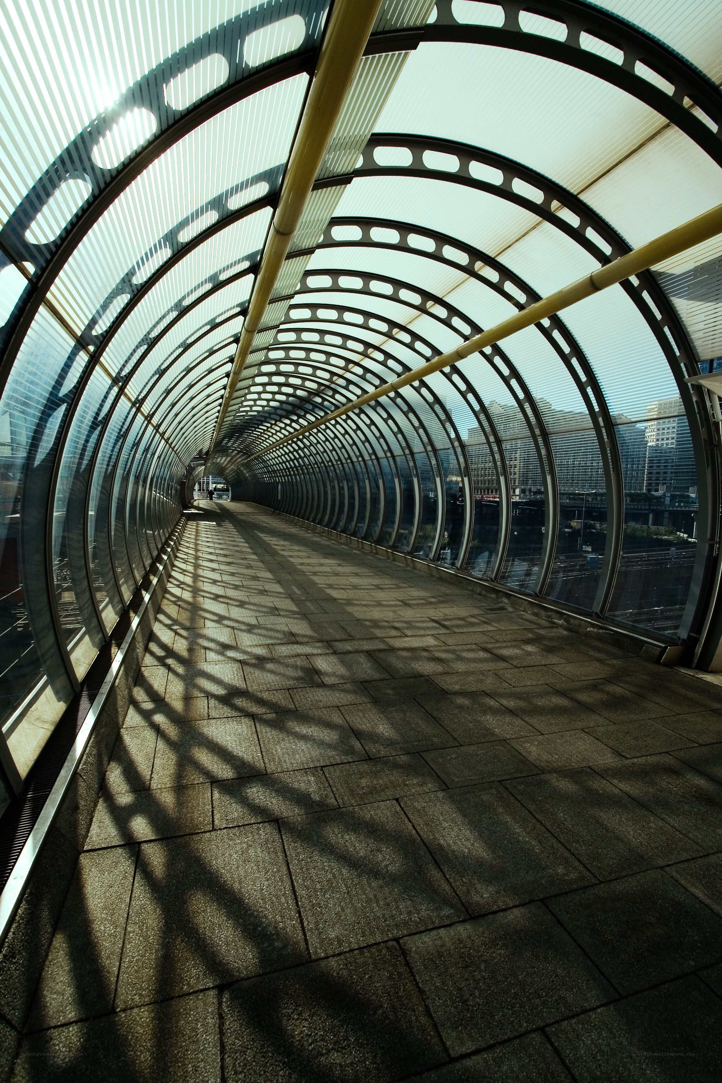 tunnel walkway with shadows