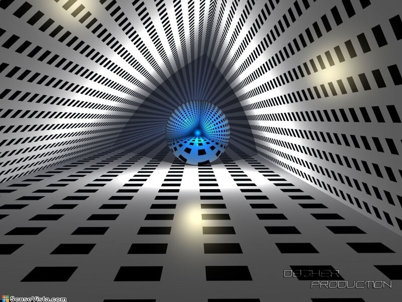 tunnel with blue sphere