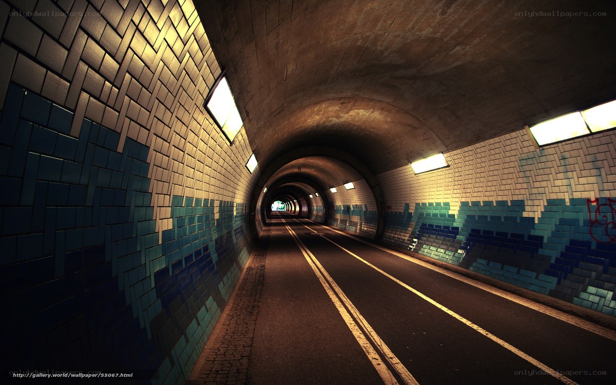 tunnel with blue tile walls