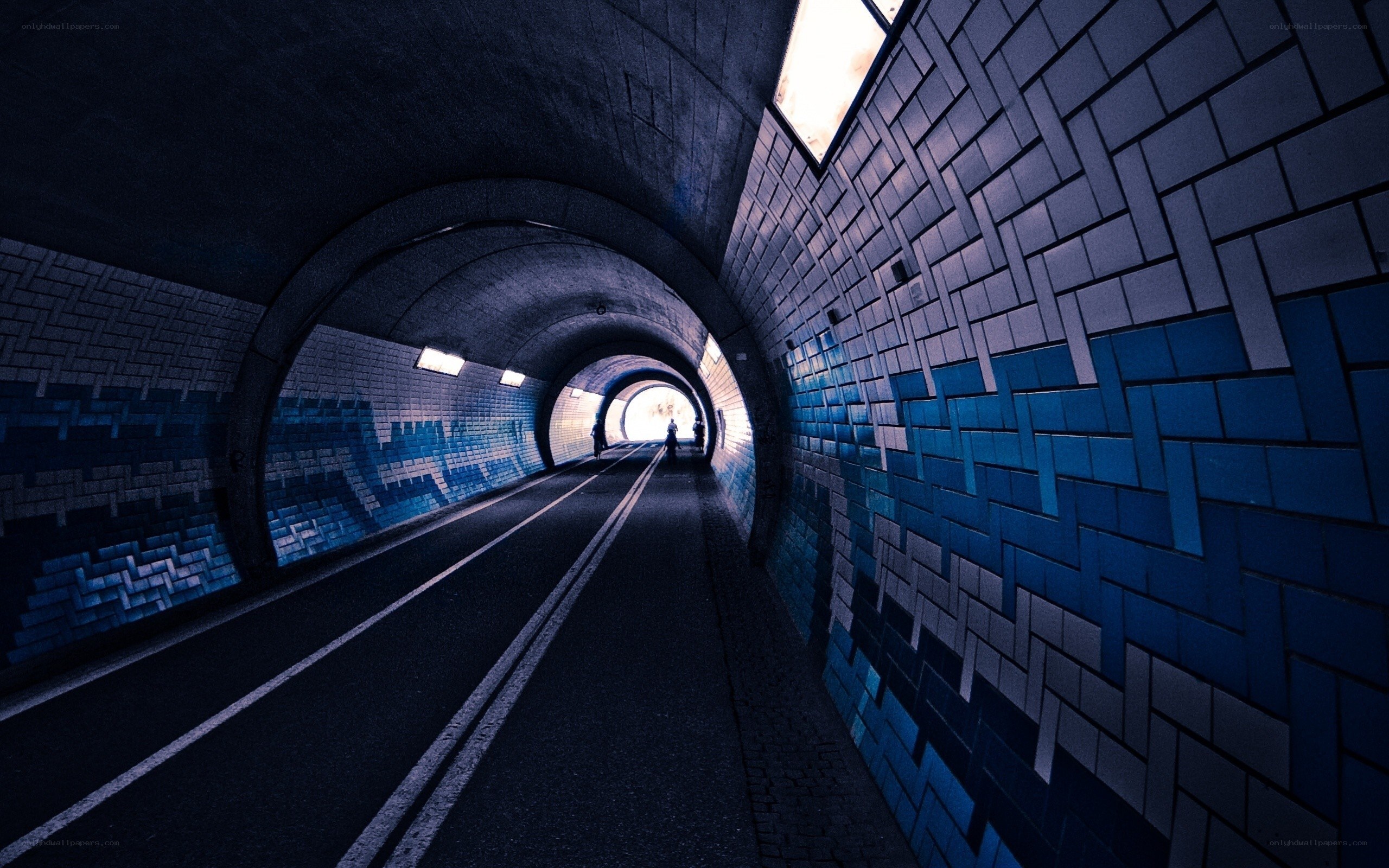 tunnel with blue tiles