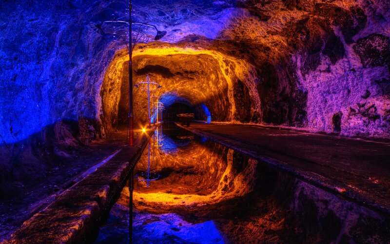 Tunnel with Colored Lights