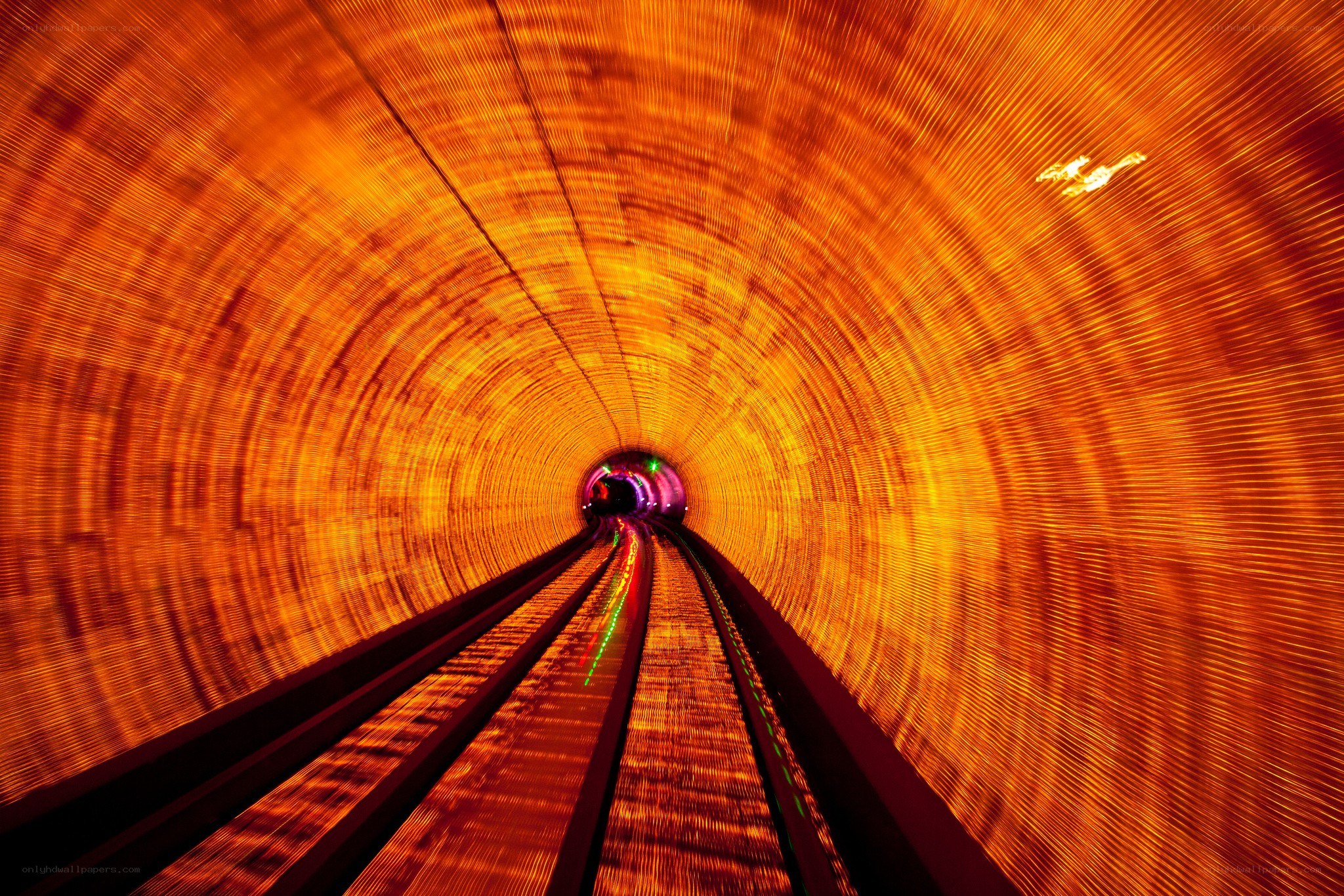 tunnel with glowing lights