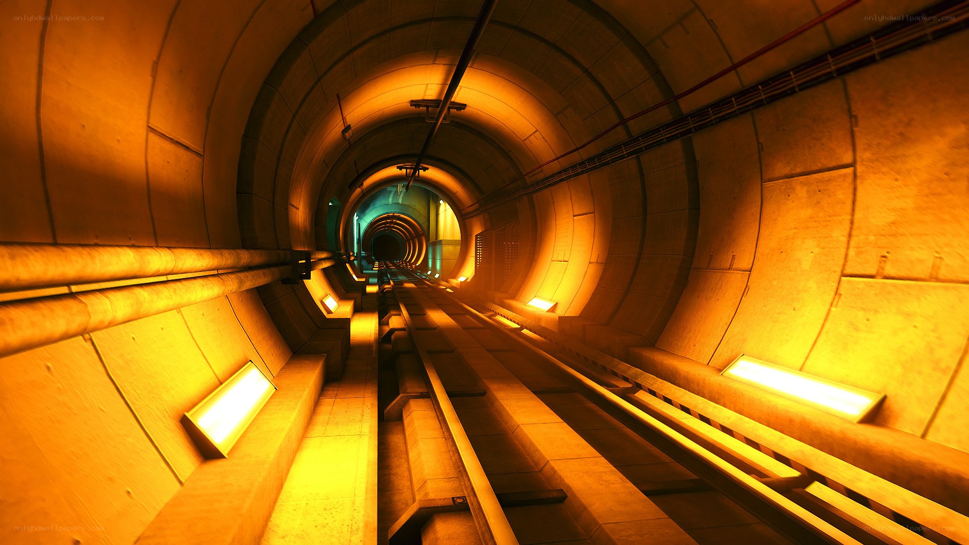 tunnel with glowing lights