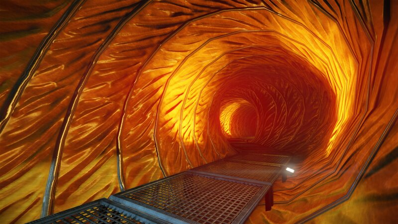 tunnel with glowing orange walls