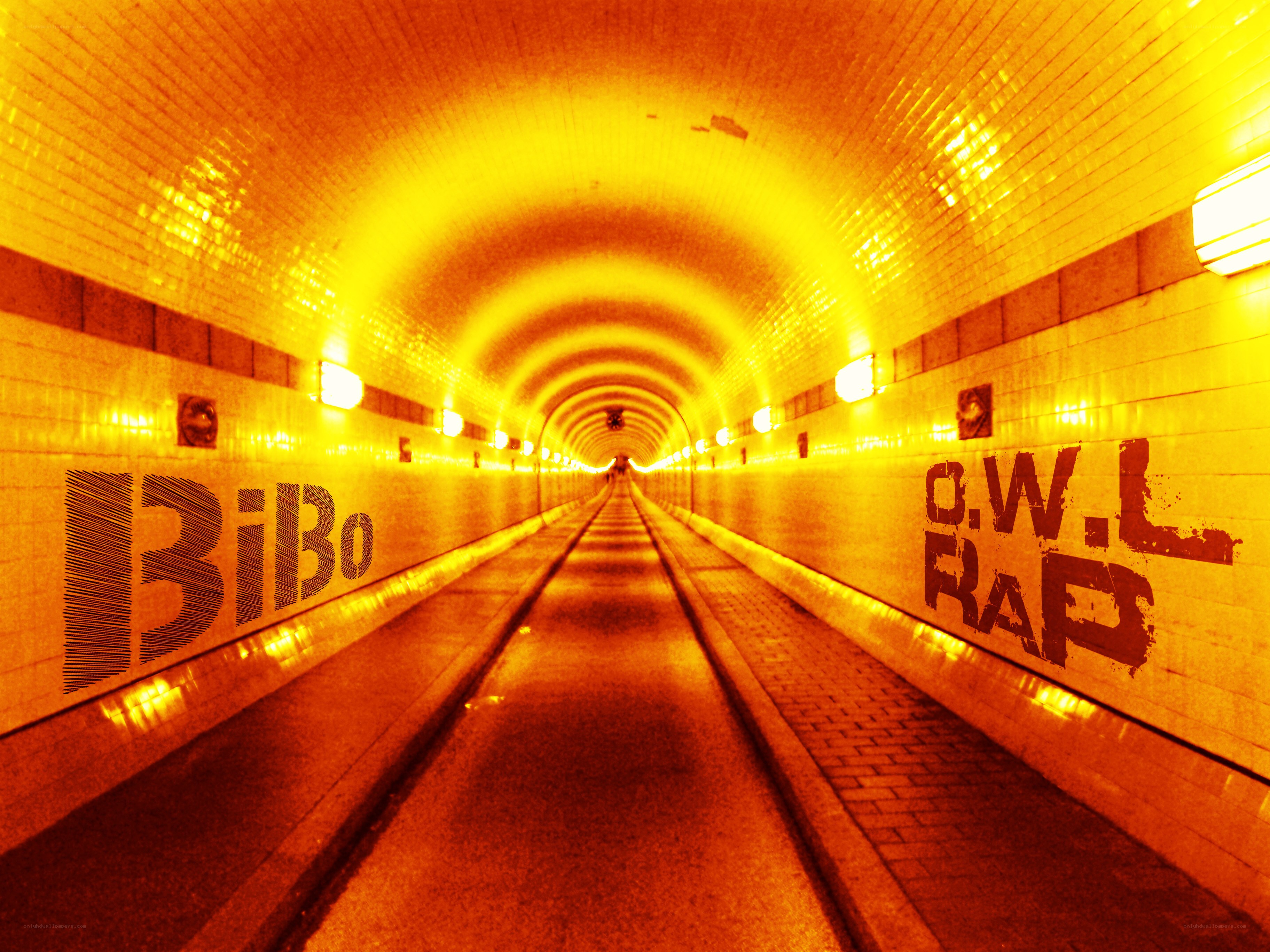 tunnel with graffiti and orange light