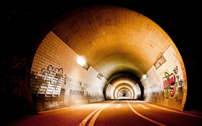 Tunnel with Graffiti — Yellow, Dramatic
