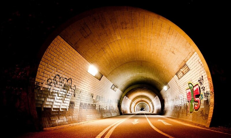 Tunnel with Graffiti — Yellow