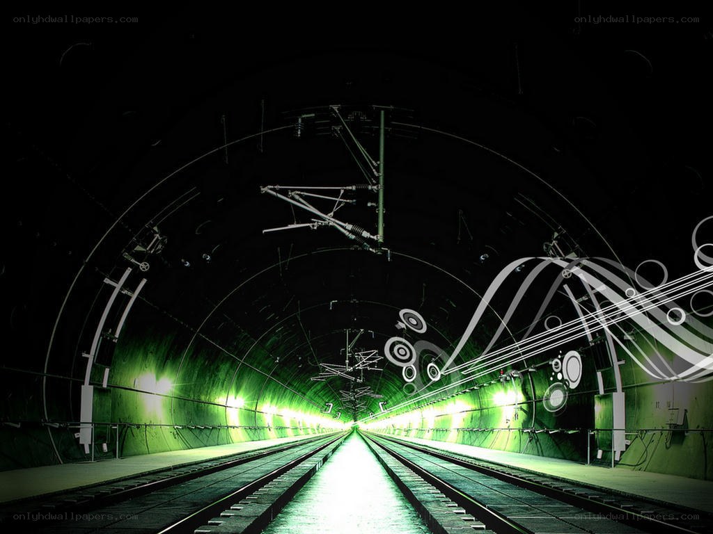 tunnel with green lights