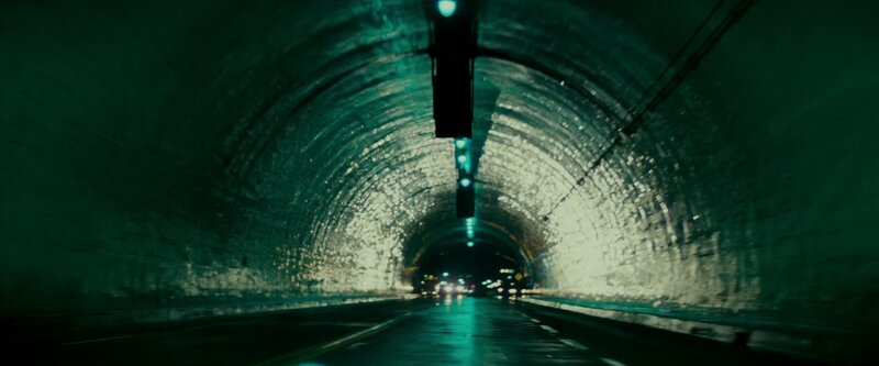 tunnel with green lights