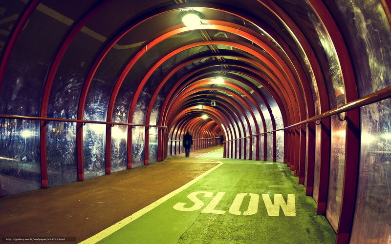 tunnel with green path