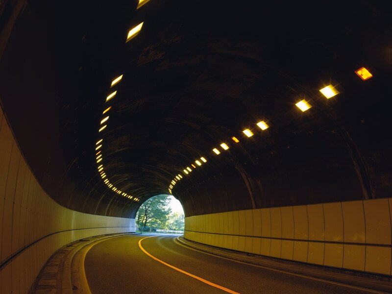 Tunnel with light at end