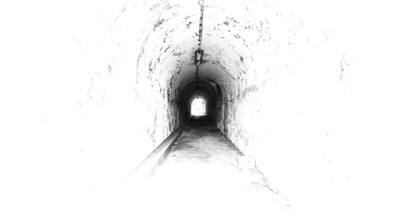 Tunnel with Light at End — Black, Dramatic, Photograph