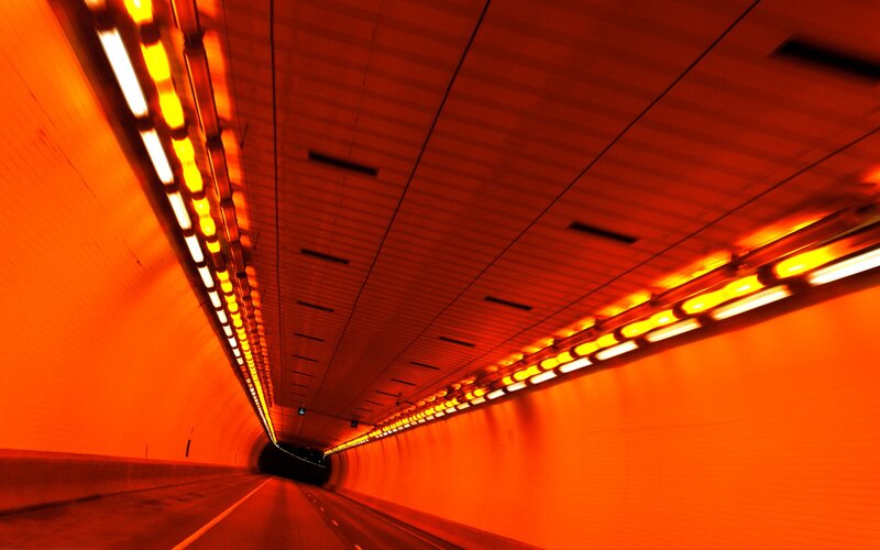 tunnel with orange lighting