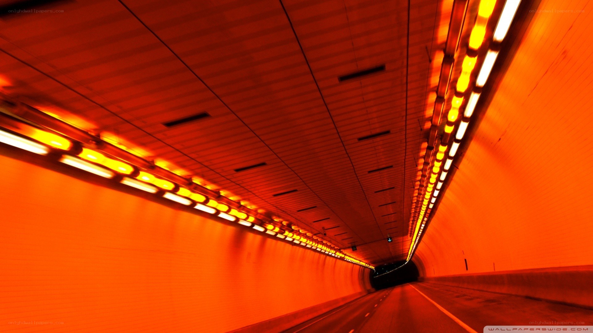 tunnel with orange lights