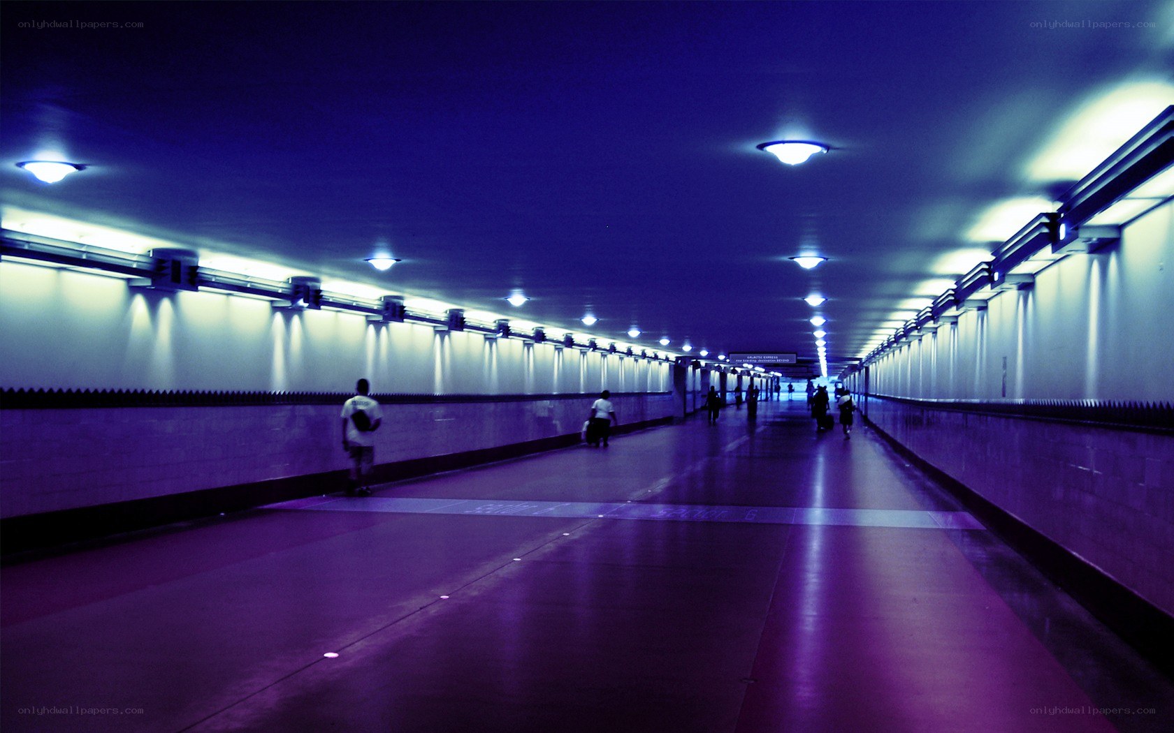 tunnel with purple lighting