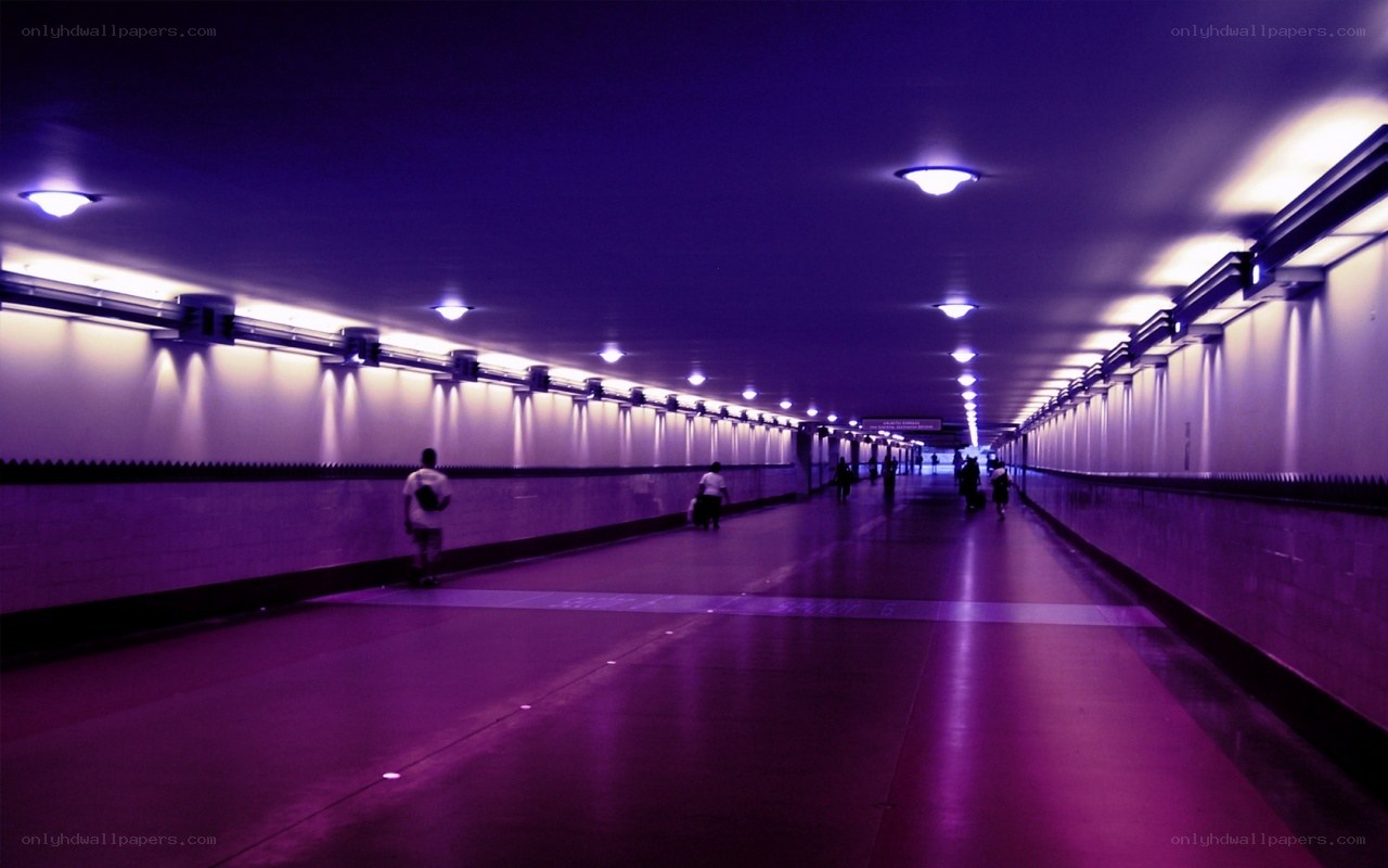 tunnel with purple lighting