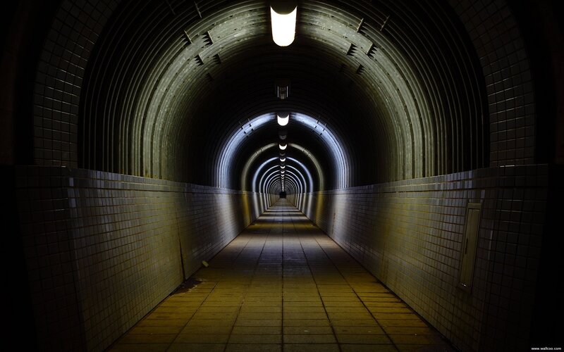 tunnel with tiled walls