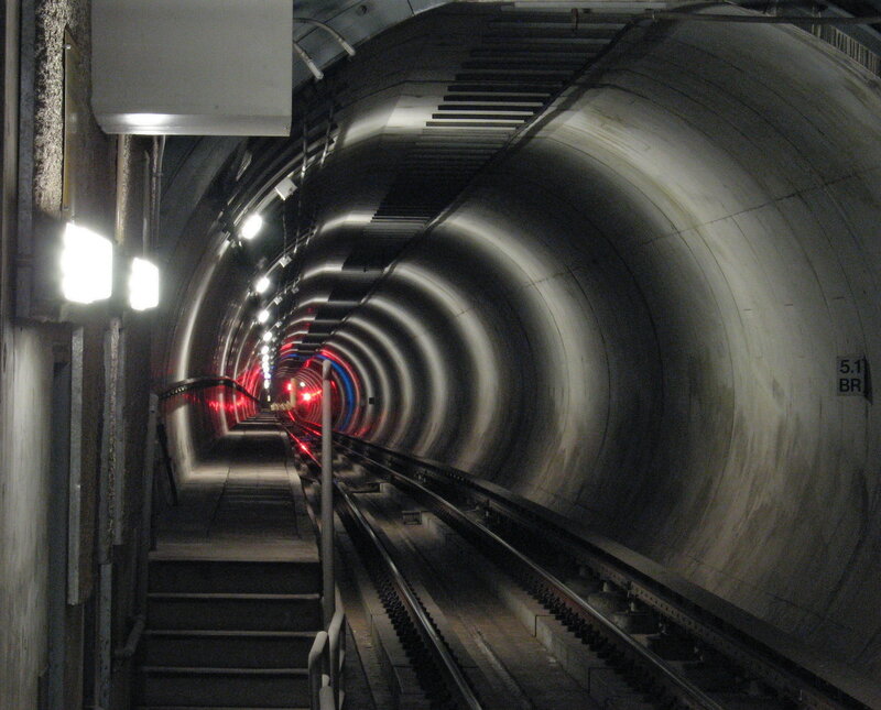 Tunnel with Train Tracks — Gray, Dramatic