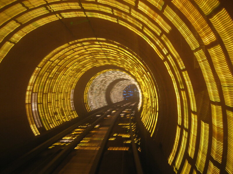 tunnel with yellow lights