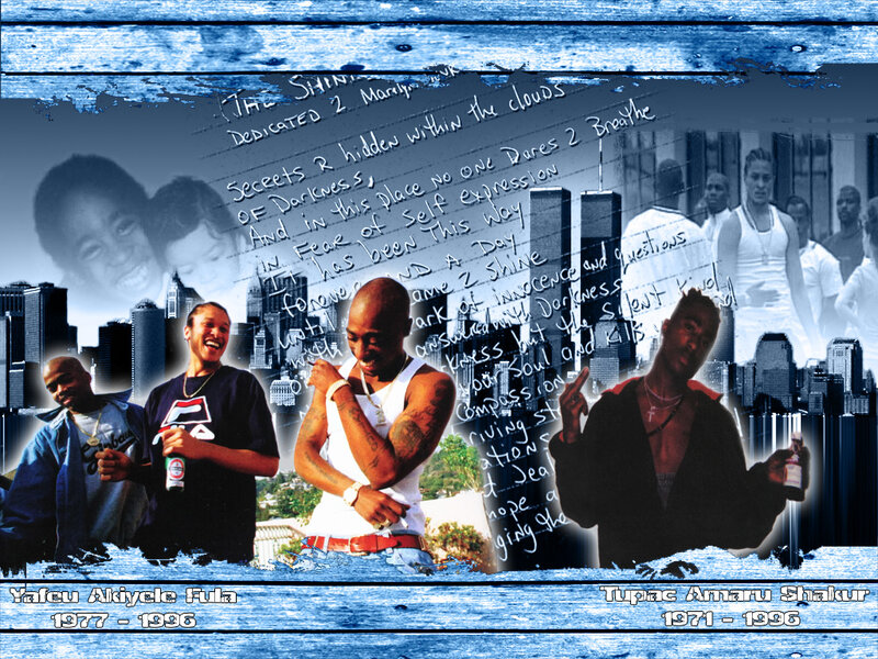 Tupac Shakur Collage — Blue, Somber