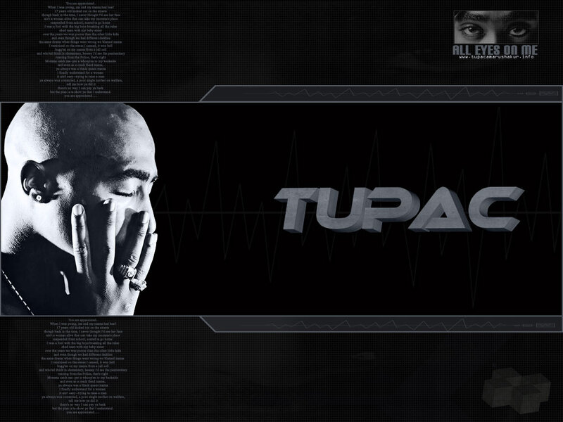 Tupac Shakur Portrait — Black, Dramatic, Digital Art, Text