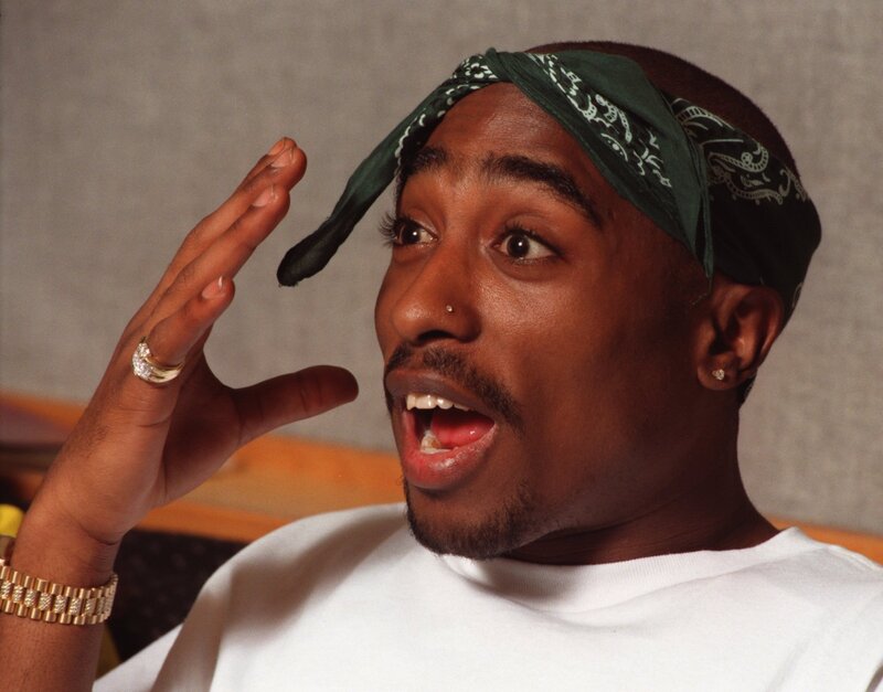 Tupac Shakur wearing bandana